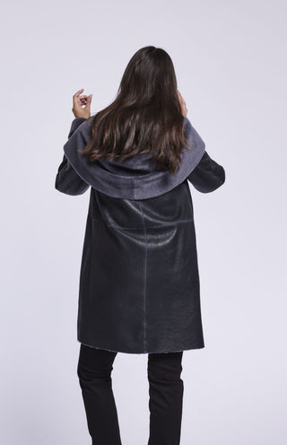 #4284 Shearling coat with convertible collar