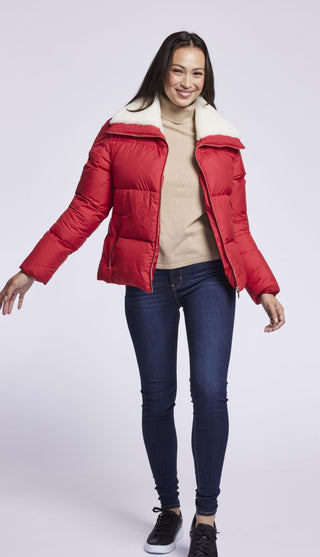 302  Down jacket with  genuine shearling collar Clearance  $137.00