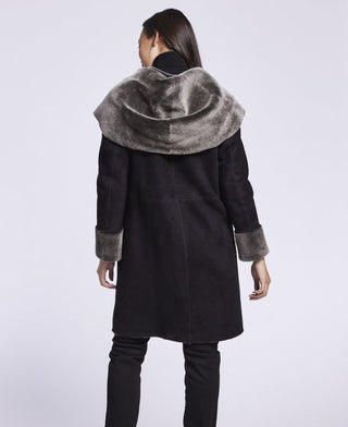 #4284 Shearling coat with convertible collar