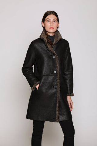 574NR. Classic soft  nappa shearling coat.  1 left XXS  $595