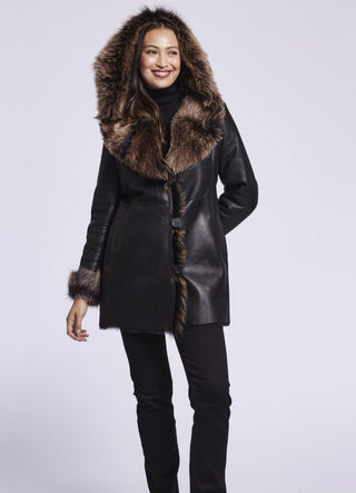 873HD  Hooded shearling pant coat  SOLDOUT