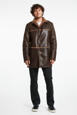SOHO MAN - long length shearling coat in Brown