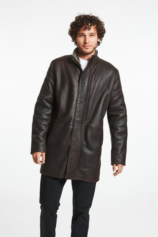 Classic Walker Jacket features a zip-front with snap up placket in Brown