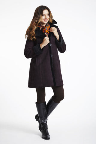 Classic Fitted Shearling with Notch Collar in Brown