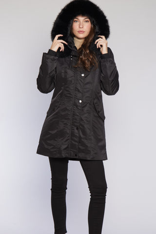 All Weather Storm Coat removable faux lining with Detachable hood