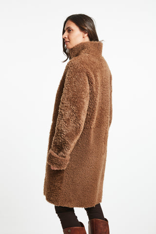 Back View of Your go to….shown in Malt - Winter Coat Textured shearling