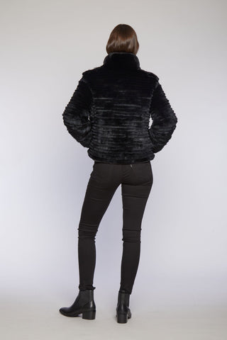Back View of CROPPED DOWN AND RABBIT JACKET in Other Side of Jacket