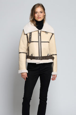 Genuine Shearling Bomber with Bolster collar