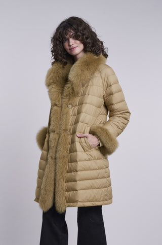 #1142 Down and Fox Reversible  Coat Black Friday Special $595