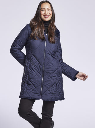 #1243 Quilted Puffer Reverses to Plush Faux Fur Clearnace $175