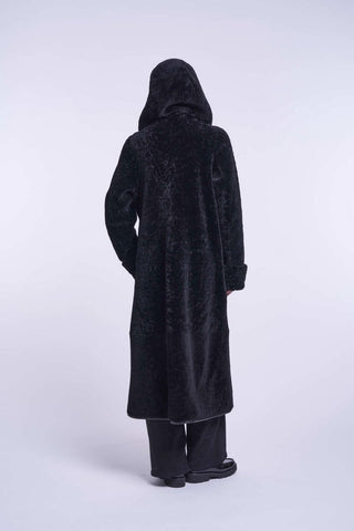 6572HD Long reversible hooded shearling delivery 9/15