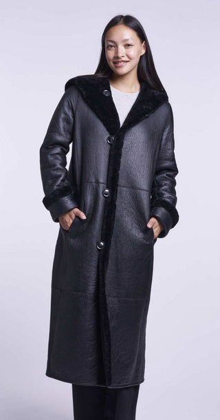6572HD Long reversible hooded shearling delivery 9/15