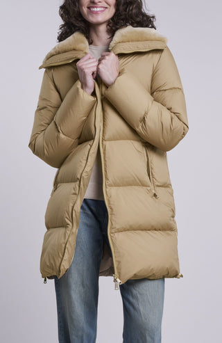 2202 Down coat with shearling collar 1/2 price Gift WARMTH NOW  $250