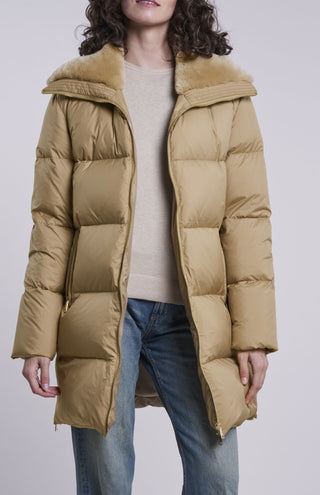 2202 Down coat with shearling collar 1/2 price Gift WARMTH NOW  $250