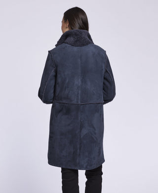 3291  Exposed seams shearling coat