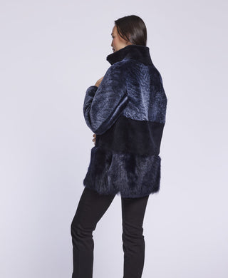 351 navy  Tiered shearling topper