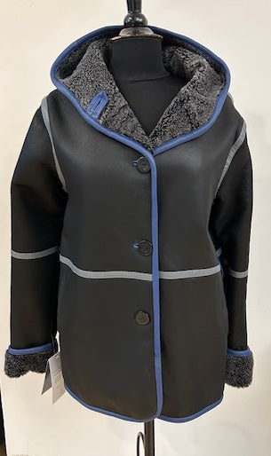 380HD  Hooded Shearling Jacket   $950