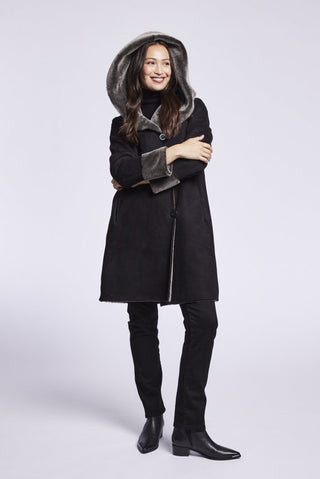 #4824 Shearling coat with convertible collar