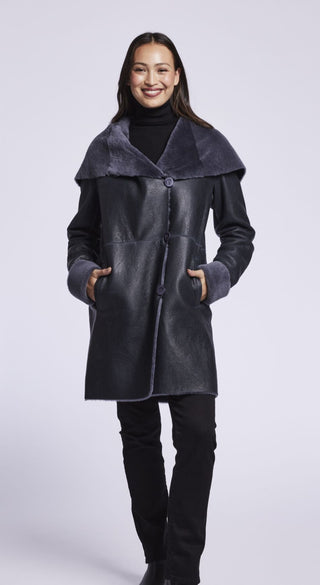 #4824 Shearling coat with convertible collar