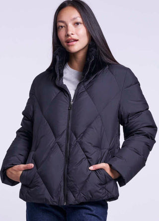 634 Diamond quilt down jacket shearling collar    delivery 9/15 (Copy)