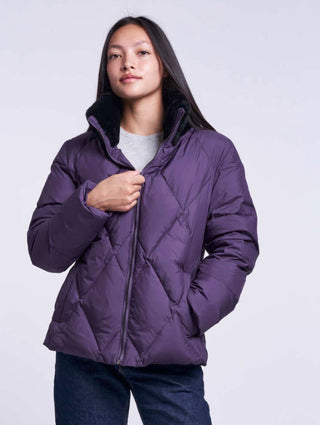 634 Diamond quilt down jacket shearling collar    delivery 9/15 (Copy)