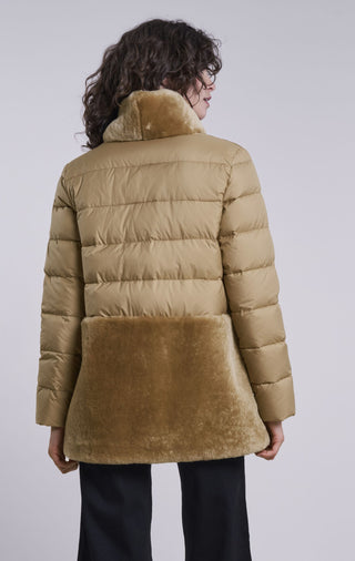 216  Down topper with genuine shearling skirt and collar Black Friday Special  $390