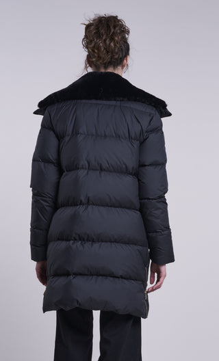 2502 Down coat shearling collar and yoke