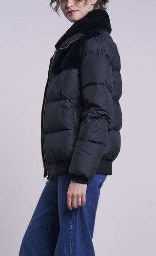 214 Down jacket with shearling collar and yoke