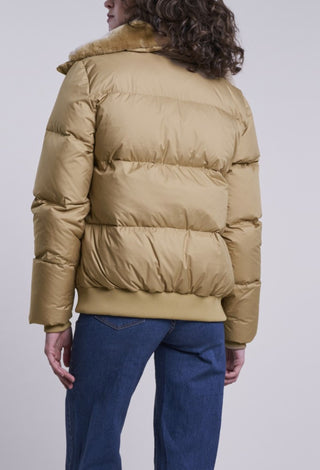 214 Down jacket with shearling collar and yoke