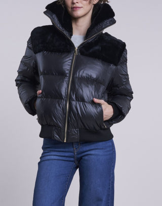 145X Cropped down jacket shearling collar