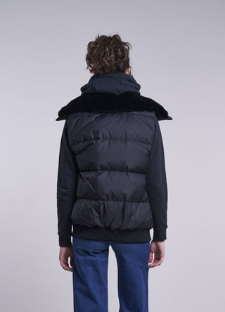 204 Down vest with shearling yoke and collar GIFT OF WARMTH   $195