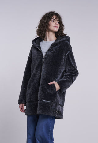 238HD Genuine shearling hooded topper Black Friday  Special $500