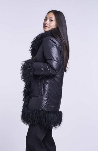 6013 Down topper with long hair shearling trim  delivery 9/15
