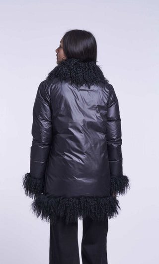6013 Down topper with long hair shearling trim  delivery 9/15