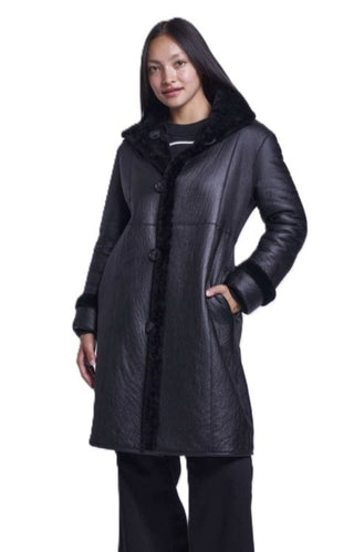 #6208  Reversible shearling coat