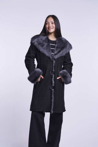 6232HD  Hooded shearling coat Toscana hood and cuffs