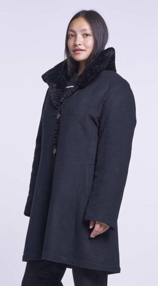6245 Wool and silk blend coat reverses to shearling delivery 9/15