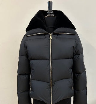 302  Down jacket with  genuine shearling collar Clearance  $137.00