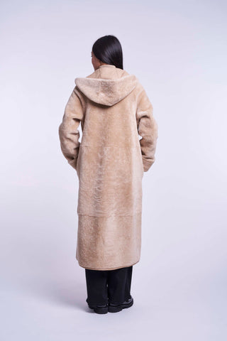 6572HD Long reversible hooded shearling delivery 9/15