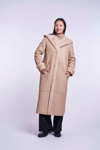 6572HD Long reversible hooded shearling delivery 9/15