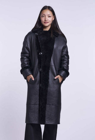 6352 Genuine shearling midi coat  delivery 9/15