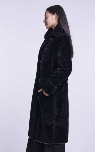 6352 Genuine shearling midi coat  delivery 9/15