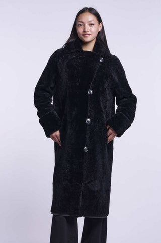 6352 Genuine shearling midi coat  delivery 9/15