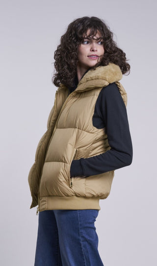 414 Down vest shearling collar   $250 1/2 off $125  limited quantities