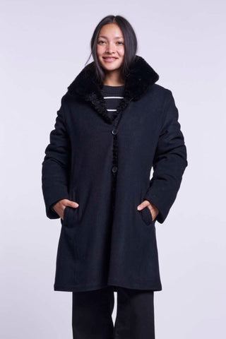 6245 Wool and silk blend coat reverses to shearling delivery 9/15
