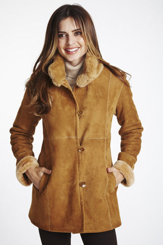 Rex Trim Fitted Jacket in Camel with Rex Stand Collar