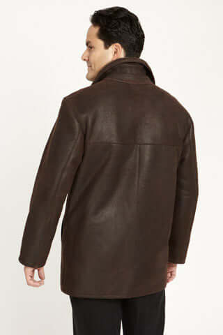 SNOTOP SHEARLING JACKET shown in brown back view