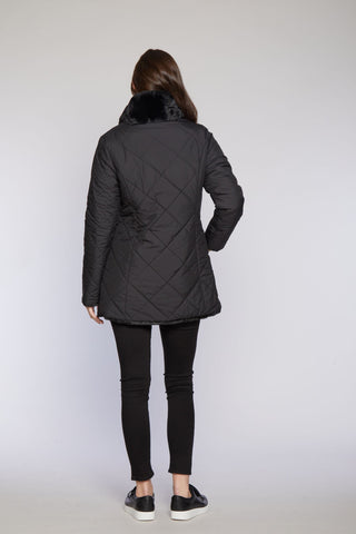 Back view of Fabulous Faux Reversible Puffer with Model shot
