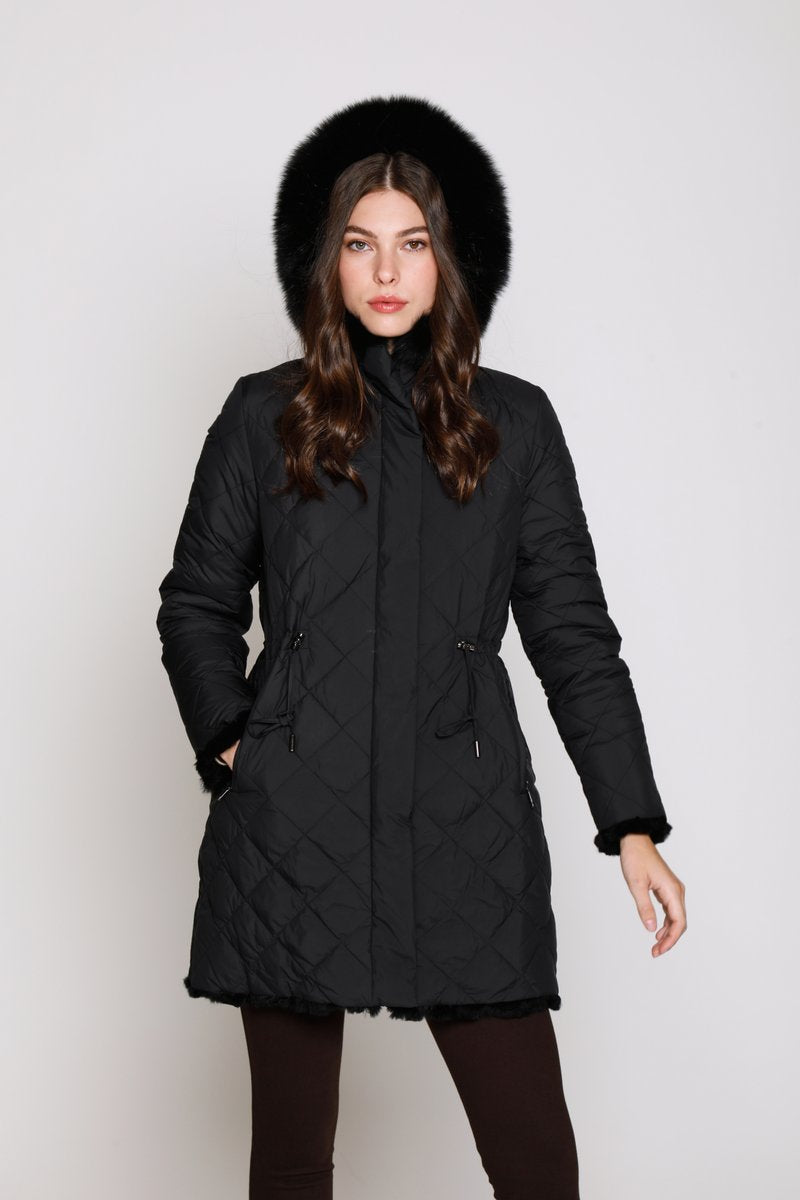 QUILTED PUFFER REVERSES TO FAUX FUR | Women Coat | Blue Duck